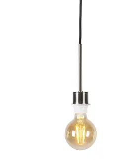 Zavesne lampy Závesné svietidlo oceľové s čiernym káblom - Combi 1