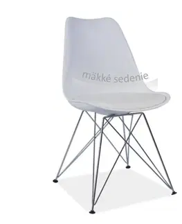 Jedálenské stoličky KONDELA Metal New jedálenská stolička biela / chróm