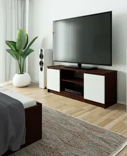 TV stolíky Dizajnový TV stolík ROMANA140, wenge/biely