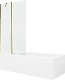 Sprchové dvere MEXEN/S - Vega obdĺžniková vaňa 170 x 70 cm s panelom + vaňová zástena 100 cm, transparent, zlatá 550117070X9410115000