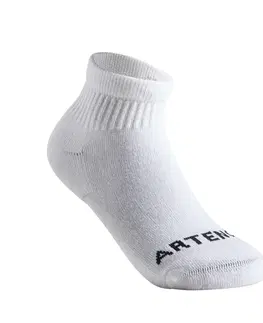 bedminton Detské športové ponožky RS 100 stredne vysoké 3 páry biele