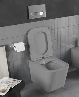 Záchody MEXEN - Teo Závesná WC misa Rimless vrátane sedátka s slow, Duroplast, svetlo šedá mat 30854061