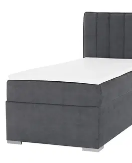 Postele Boxspringová posteľ, jednolôžko, sivá, 90x200, pravá, AMIS