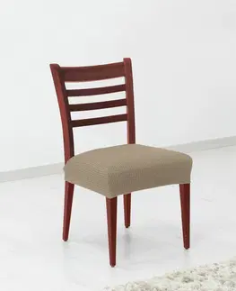 Stoličky Poťah elastický na sedák stoličky, komplet 2 ks Denia, orieškový
