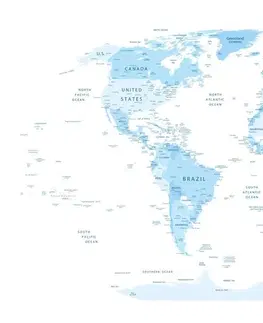 Obrazy na korku Obraz na korku detailná mapa sveta v modrej farbe