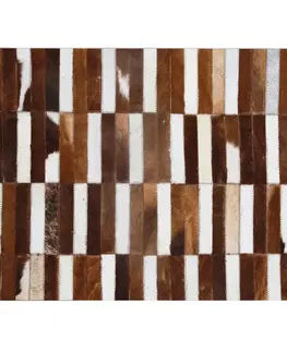 Koberce a koberčeky Luxusný kožený koberec, hnedá/biela, patchwork, 201x300, KOŽA TYP 5