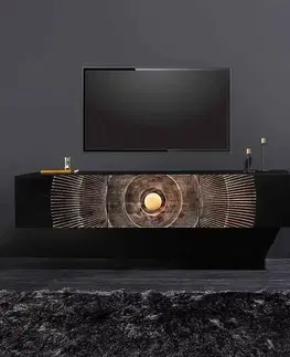 TV stolíky LuxD Dizajnový závesný TV stolík Venetia 160 cm čierno-zlatý