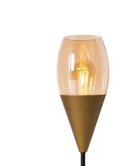 Stolove lampy Moderná stolná lampa zlatá s jantárovým sklom - Drop