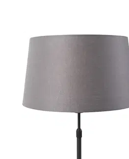 Stolove lampy Stolová lampa čierna s ľanovým tienidlom sivá 35 cm nastaviteľná - Parte