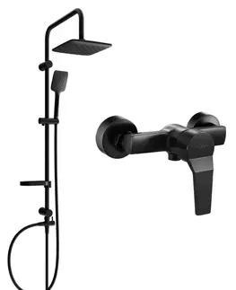 Sprchy a sprchové panely MEXEN/S - Sven sprchový stĺp vrátane sprchovej batérie Caro, čierna 746640262-70