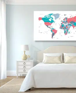 Obrazy na korku Obraz na korku mapa sveta s pastelovým nádychom