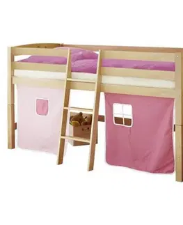 Vyvýšené detské postele Vyvýšená Posteľ Tipsi Záves Ružový