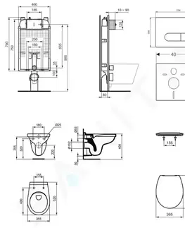 Kúpeľňa IDEAL STANDARD - ProSys Set predstenovej inštalácie, klozetu a sedadla Dolomite Quarzo, tlačidla Oleas M1, SoftClose, biela ProSys80M SP112
