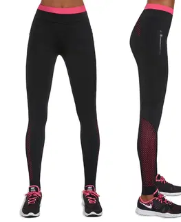 Dámske klasické nohavice Dámske športové legíny BAS BLACK Inspire čierno-ružová - S