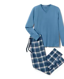 Pajamas Pyžamo s flanelovými nohavicami, modré s kockami