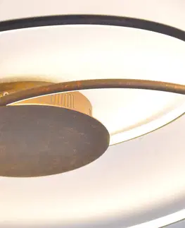 Stropné svietidlá Lindby Stropné svietidlo Lindby LED Joline, hrdzavohnedá farba, 74 cm, kov