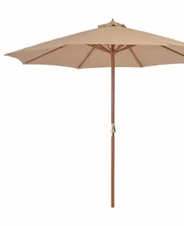 Slnečníky Záhradný slnečník s drevenou tyčou Ø 300 cm Sivohnedá taupe