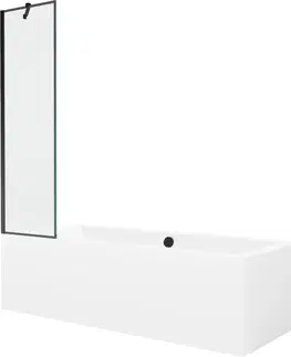 Sprchové dvere MEXEN/S - Cube obdĺžniková vaňa 180 x 80 cm s panelom + vaňová zástena 50 cm, čierna vzor 550518080X9505007070