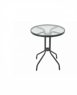 Záhradné stolíky Kinekus Stôl NINA 60cm, kov+sklo, čierny