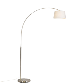 Oblúkové lampy Moderná oceľová oblúková lampa s bielym látkovým tienidlom - Arc Basic