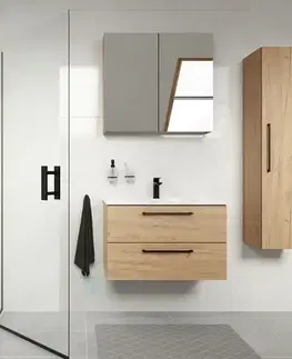 Kúpeľňový nábytok Kielle - Vega Zrkadlová skrinka, 80x73x15 cm, zlatý dub 50118801