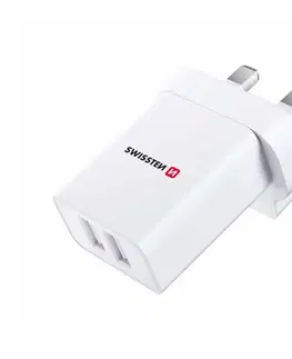 Nabíjačky pre mobilné telefóny Sieťový Adaptér Swissten 2x USB 10,5W pre UK, biely 22045100