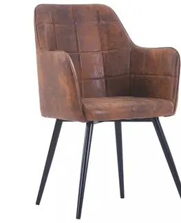 Stoličky Jedálenská stolička 2 ks umelá koža Dekorhome Brúsená hnedá