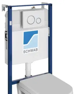 Záchody SAPHO - Závesné WC NERA s podomietkovou nádržkou a tlačidlom Schwab, biela NS952-SET5