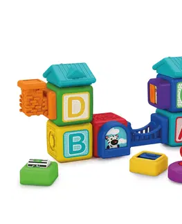 Drevené hračky BABY EINSTEIN - Connectables Hračka magnetické kocky s aktivitami Bridge & Learn 15 ks, 6m+