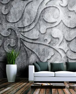 Abstraktné tapety Fototapeta kvetovaný vzor - Silver background with floral pattern