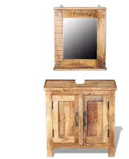 Kúpeľňový nábytok 2dielna sada so zrkadlom masívne drevo Dekorhome