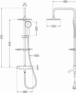 Sprchy a sprchové panely MEXEN/S - KT40 vaňový stĺp s termostatickou batériou, zlato 779004093-50