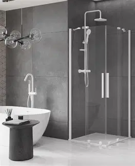Sprchovacie kúty MEXEN/S - Velar Duo štvorcový sprchovací kút 100 x 100, transparent, biela 871-100-100-02-20