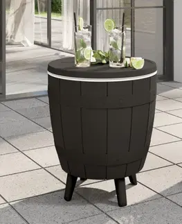 Dizajnový nábytok Záhradný chladiaci stolík 3 v 1 Dekorhome Čierna