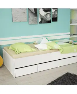 Postele KONDELA Matiasi 90 jednolôžková posteľ s úložným priestorom biela