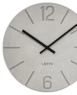 HODINY NA STENU CRYSTAL Drevené hodiny LAVVU Natur LCT5025, sivá 34cm