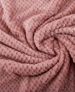 Deky Plyšová kockovaná deka, ružová, 160x200cm, ENNIS