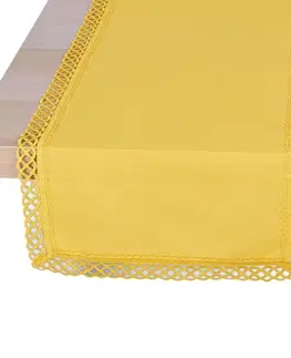 Obrusy Forbyt, Obrus celoročná, Vlnky, žltý 35 x 160 cm