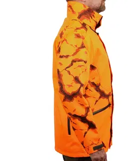 bundy a vesty Pánska poľovnícka bunda Supertrack 500 nepremokavá odolná oranžová reflexná