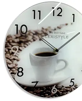 Hodiny Nástenné sklenené hodiny Káva z63a s-1-x, 30 cm