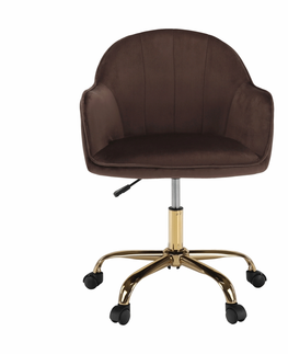 Kancelárske stoličky KONDELA Erol kancelárske kreslo hnedá (Velvet) / zlatá
