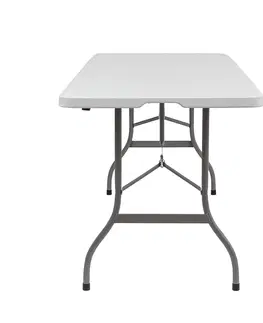 Záhradné stolíky NABBI Vivas cateringový skladací stôl 180x70 cm sivá / biela