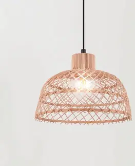 Závesné svietidlá EGLO Závesná lampa Ausnby z dreva, prírodná