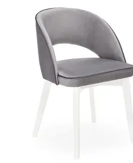 Čalúnené stoličky Stolička Marino drevo/velvet biela/monolit 85 51x57x78