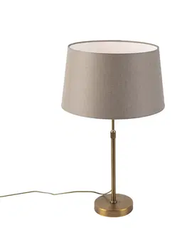 Stolove lampy Bronzová stolová lampa s ľanovým tienidlom taupe 35cm - Parte