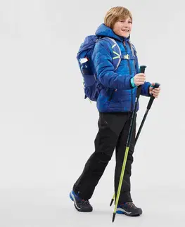 bundy a vesty Detská turistická prešívaná bunda MH500 pre deti od 7 do 15 rokov modrá