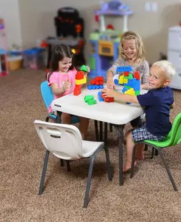 Detské záhradné posedenie Detský stôl HDPE biela / čierna Dekorhome