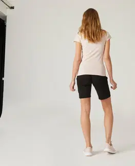 gymnasti Dámske rovné šortky s vreckami na fitness 500 čierne