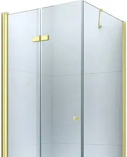 Vane MEXEN/S - Lima sprchovací kút zalamovací 100x100 cm, sklo transparent, zlatá + vanička 856-100-100-50-00-4010