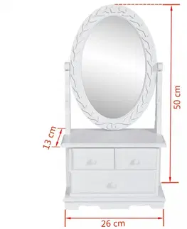 Toaletné Toaletný stolík so zrkadlom biela Dekorhome